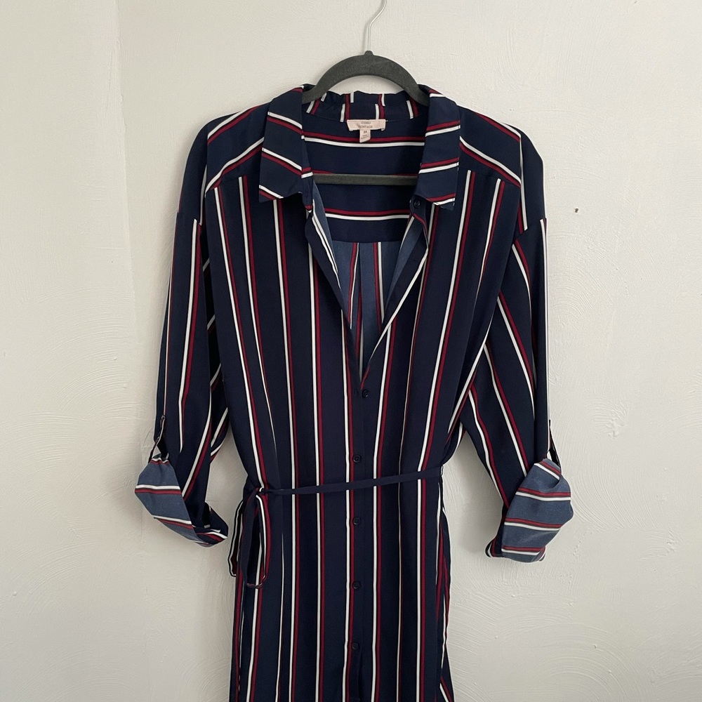Como Vintage Navy Stripe Tunic with White and Red Stripes